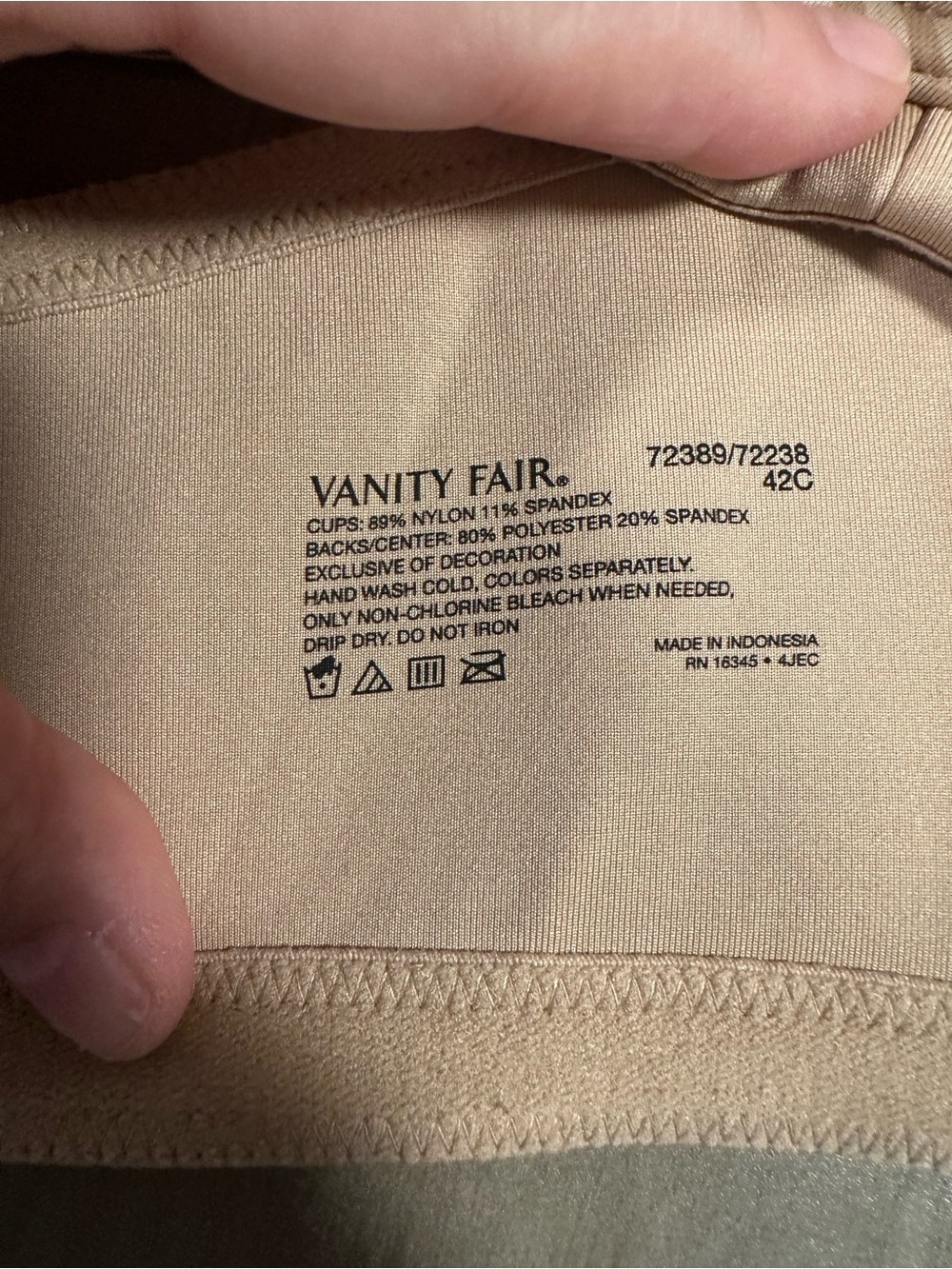 Vanity Fair Bra Nude 42C NWOT - Picture 3 of 3